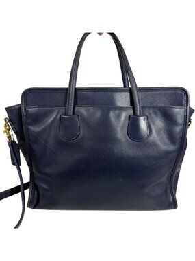VTG COACH 2-Way Tote/Handbag Double Handles w Strap Blue G7C-7302 HTF
